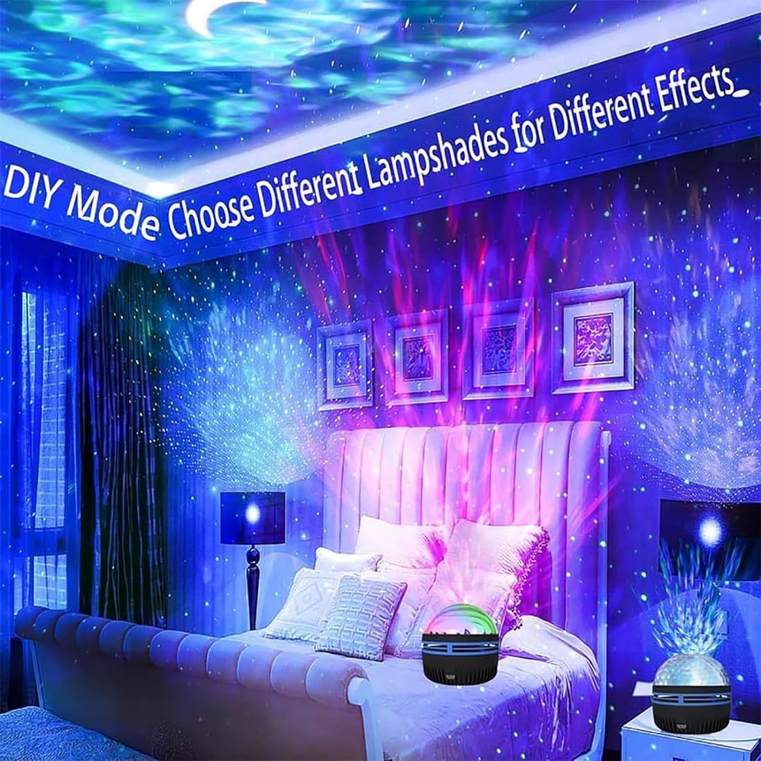 LED Starry Galaxy Projector Night Light Rotating Star Moon Lamp Bedroom Aurora Projector Light Atmosphere Decor Lamps Gift Light ( With Remote ) View Gallery - Pakistan