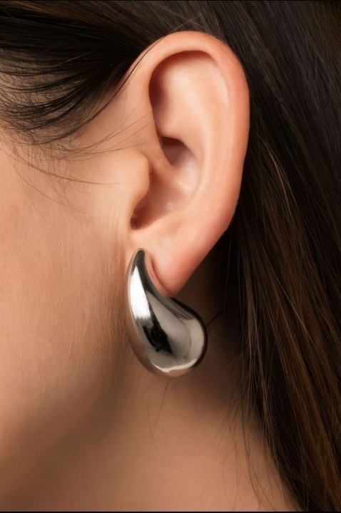 Chunky Dome Drop Earrings for Women Glossy Thick Teardrop Earrings Dupes Lightweight Hoops View Gallery - Pakistan