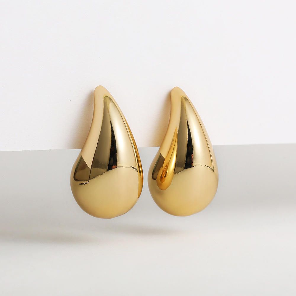 Chunky Dome Drop Earrings for Women Glossy Thick Teardrop Earrings Dupes Lightweight Hoops View Gallery - Pakistan