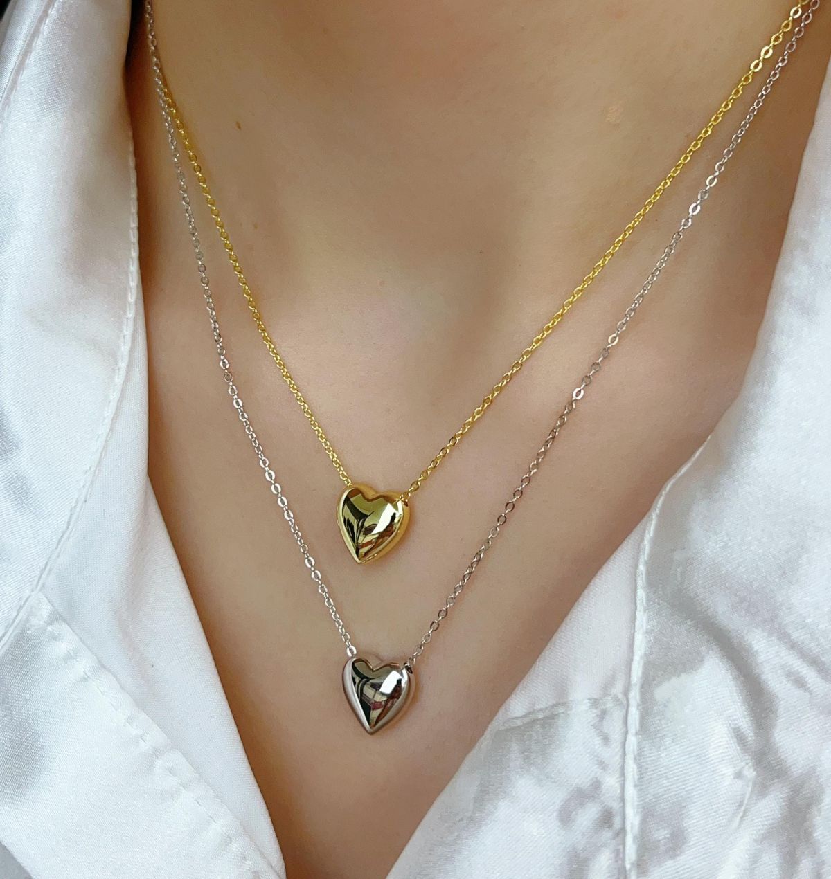 Stainless Steel Heart Shape Necklace |  Love Heart Pendant Necklace | Girls &amp; Women Fashion View Gallery - Pakistan
