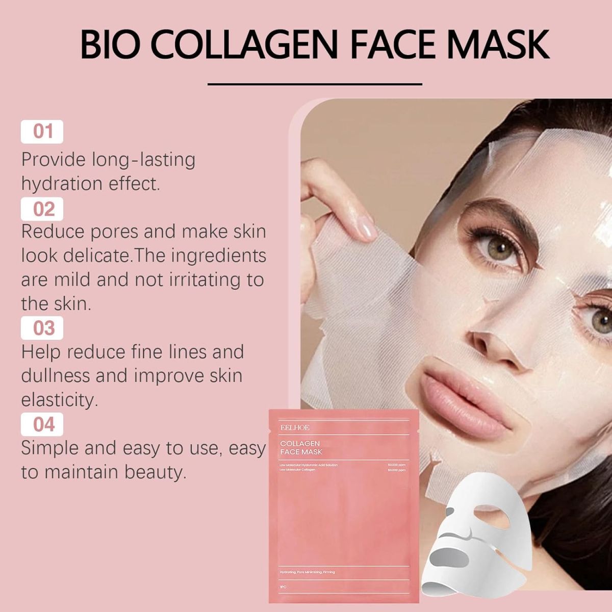 1 Pc Bio-Collagen Real Deep Mask, Hydrating Over Night, Facial Sheet Mask, Pore Minimising, Firming, Collagen Mask, Hydrating Overnight Skin Care Mask View Gallery - Pakistan