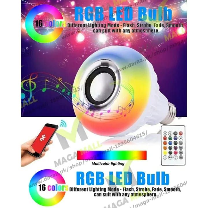 Smart LED Light Bulb with Built-in Bluetooth Speaker + Remote | Best Quality Bluetooth Speaker View Gallery - Pakistan