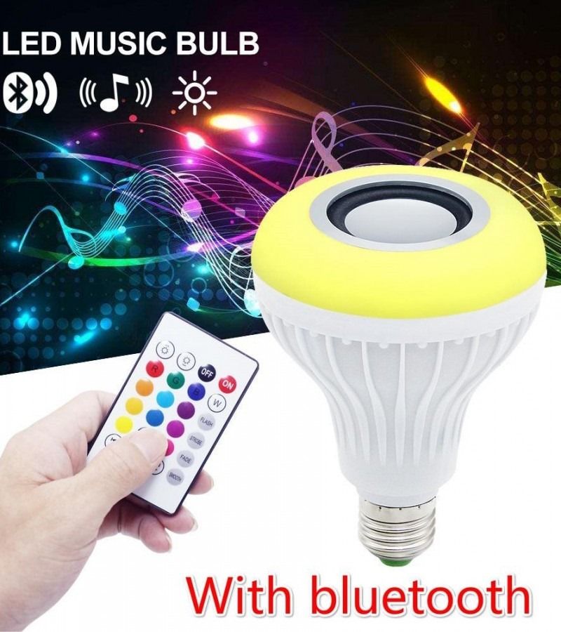Smart LED Light Bulb with Built-in Bluetooth Speaker + Remote | Best Quality Bluetooth Speaker View Gallery - Pakistan