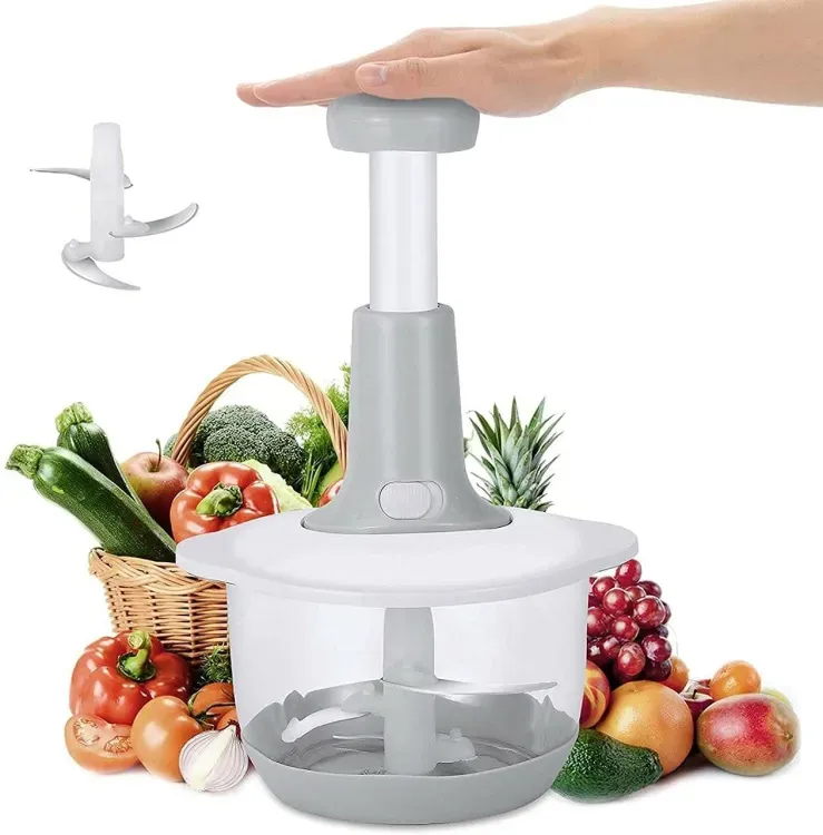 Manual Hand Push Chopper | Multi-functional Vegetable Meat Grinder, Grater, Chopper -2 Liter (Random Color)
