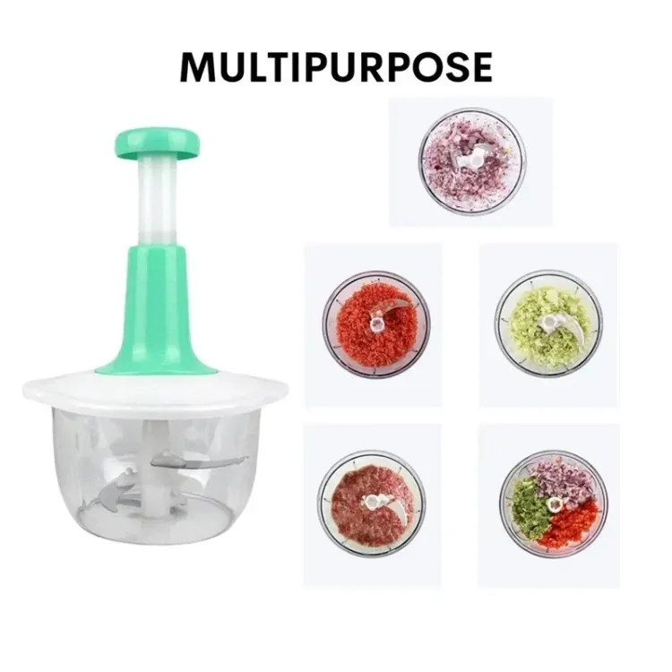 Manual Hand Push Chopper | Multi-functional Vegetable Meat Grinder, Grater, Chopper -2 Liter (Random Color) View Gallery - Pakistan