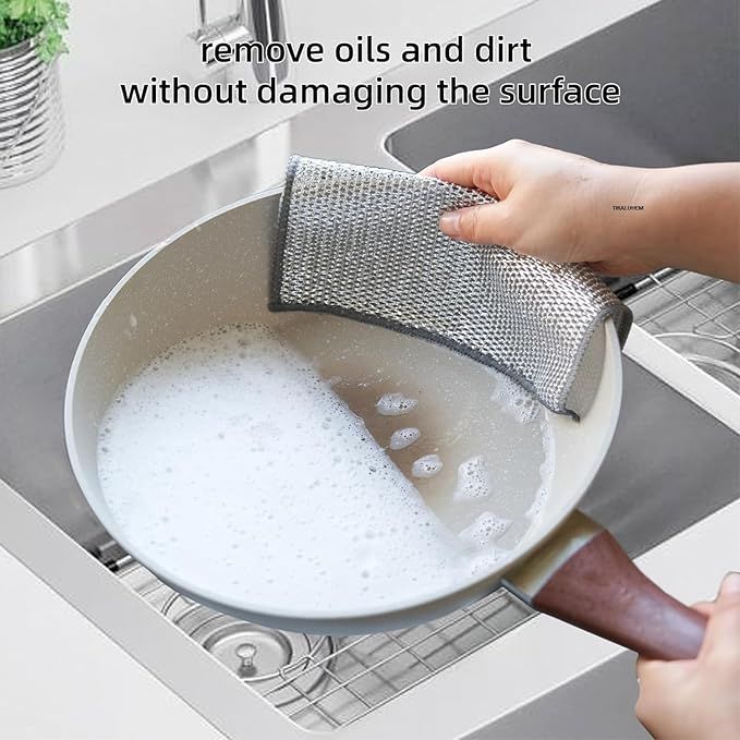 Combo Deal Disposable Food Cover Plastic Wrap 100 Pcs + 2 Pcs Dishwashing Rug | Reusable elastic food storage covers &amp; Metal Wire Dish Washing Rugs For Kitchen View Gallery - Pakistan