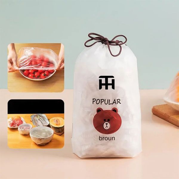 Combo Deal Disposable Food Cover Plastic Wrap 100 Pcs + 2 Pcs Dishwashing Rug | Reusable elastic food storage covers &amp; Metal Wire Dish Washing Rugs For Kitchen View Gallery - Pakistan