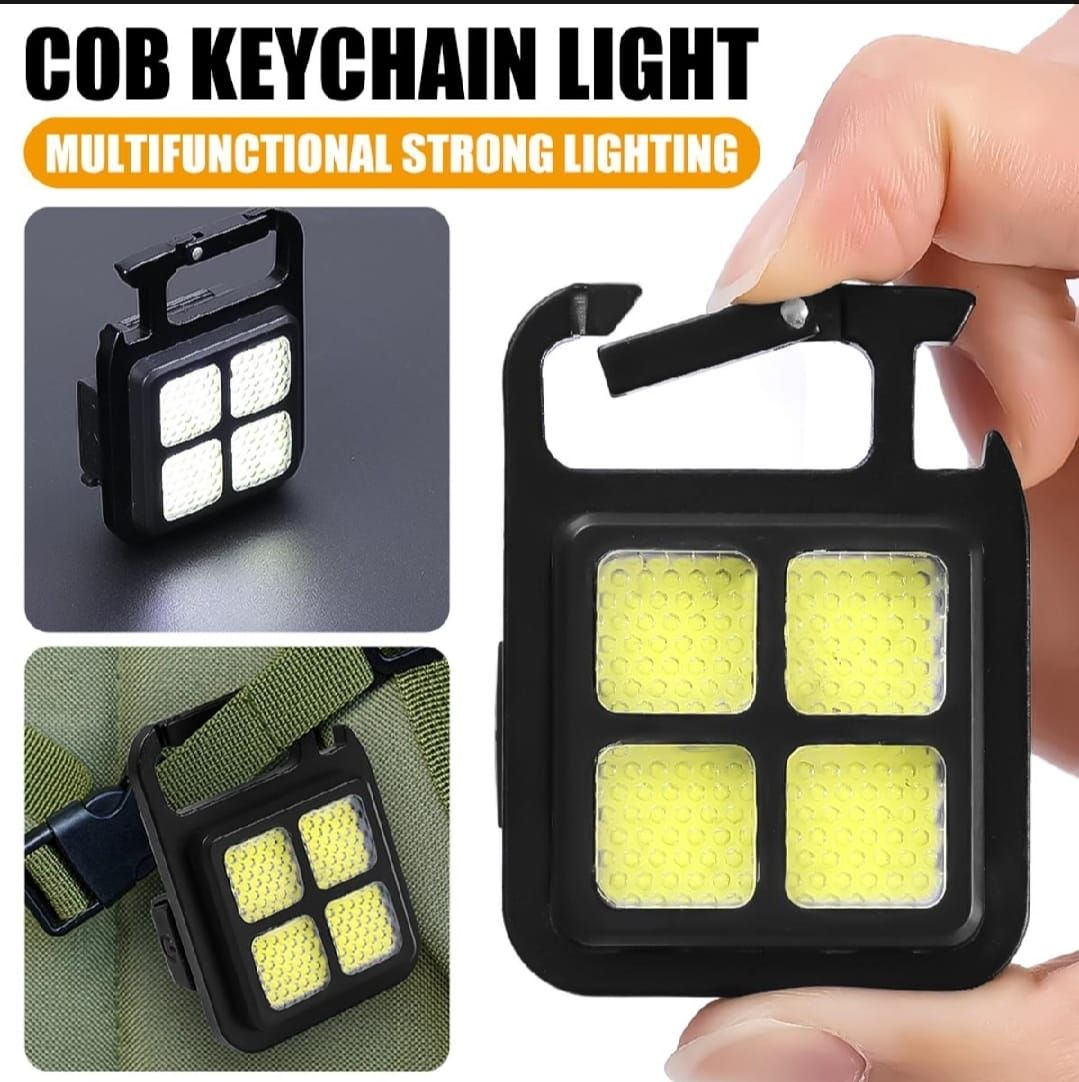 Portable COB High Bright Flashlight Multifunction Keychain Lamp Buit-in 150mAh Lithium Battery Waterproof Outdoor Torch Lantern