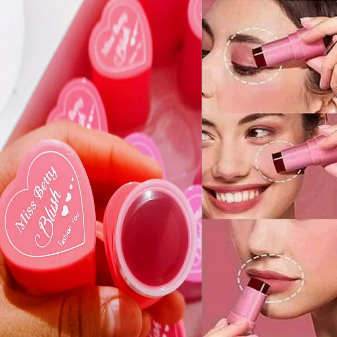 Pack of 3 Miss Betty Blush High Pigment Jelly Tint Blush Lip Gloss Stick Blusher long Lasting Natural Moisturizing Tint Lip (Without Box)