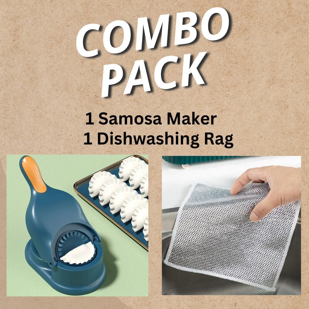 Combo Pack 2 In 1 Dumpling Maker + Dishwashing Rug | Best Samosa Maker &amp;amp; Metal Wire Dish Washing Rugs For Kitchen (random Color)