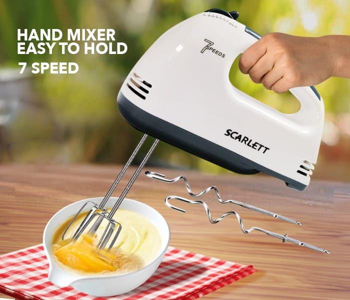 DH-133 Scarlett Multifunctional 7 Speed Mini Mixer Electric Food Blender Scarlett Handheld Mixer Egg Beater Automatic Cream Food Cake Baking Dough Mixer View Gallery - Pakistan