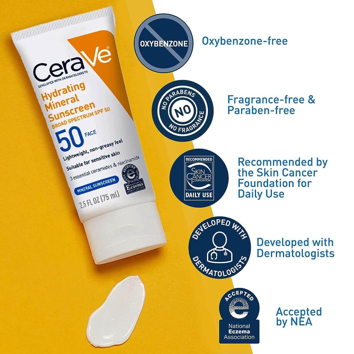 CeraVe Hydrating Mineral Sunscreen SPF 50 | 100 ML - CeraVe Hydrating SunBlock | Broad Spectrum SPF 50 View Gallery - Pakistan