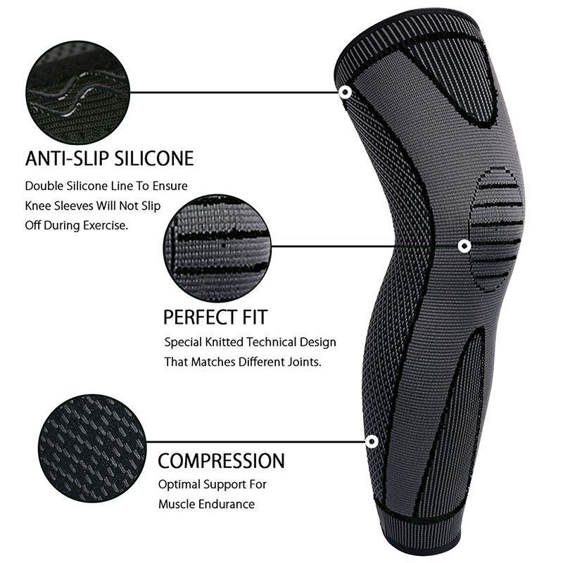 1 Pc Compression Knee Pads Support Sleeve Protector Elastic Kneepad Brace Spring Support Volleyball Running Silicone Long Full Legs Sleeve Arthritis Running Gym Sport View Gallery - Pakistan