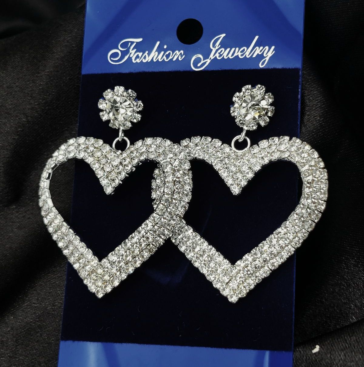 Imported Tarnish-Free Silver Sparkling Long Statement Earrings for Glamorous Evenings | Best Quality Earrings For Girls &amp; Women | Luxury Look Earrings (Silver) View Gallery - Pakistan