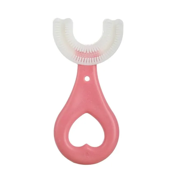 360° U-Shaped Baby Toothbrush | Soft Silicone Kids Oral Care & Teether Brush (Random Color) View Gallery - Pakistan