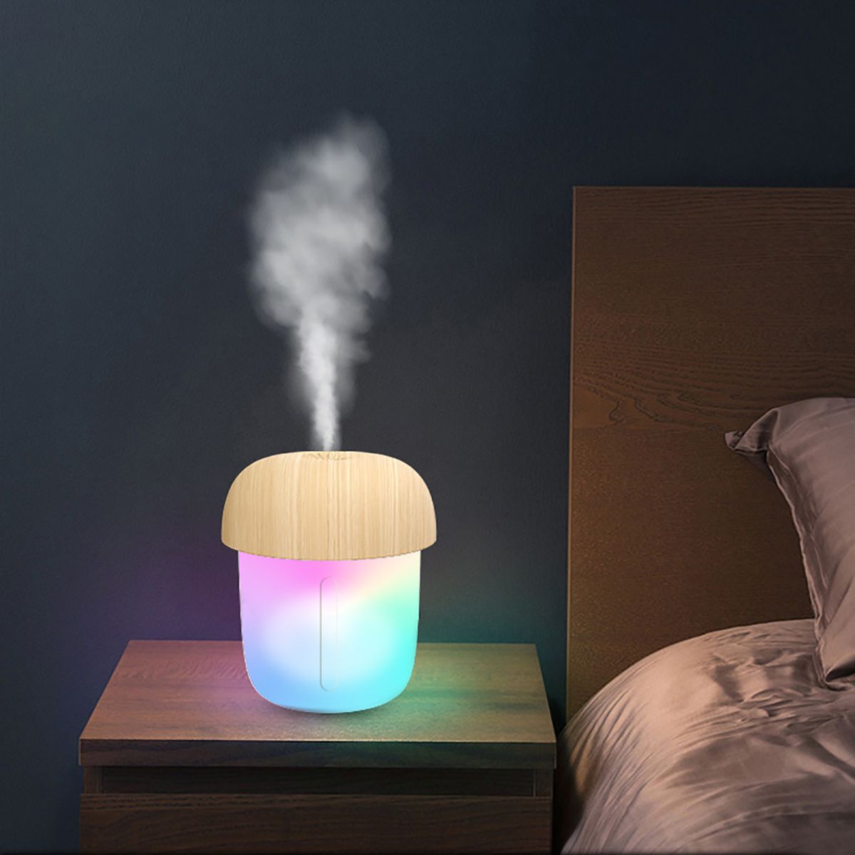 Mushroom Shape Humidifier Portable Mini Humidifier Direct usb current Aroma Diffuser Cool Mist 300ml (With box) View Gallery - Pakistan