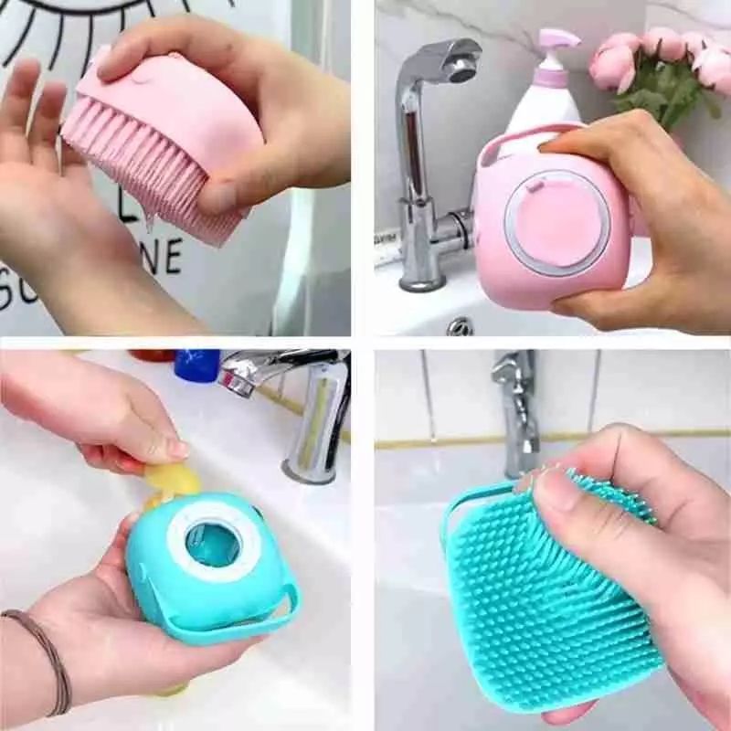 Silicone Bath and Body Shower Brush with Liquid Soap Dispenser (Random Color) View Gallery - Pakistan
