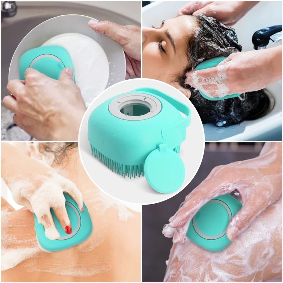 Silicone Bath and Body Shower Brush with Liquid Soap Dispenser (Random Color) View Gallery - Pakistan