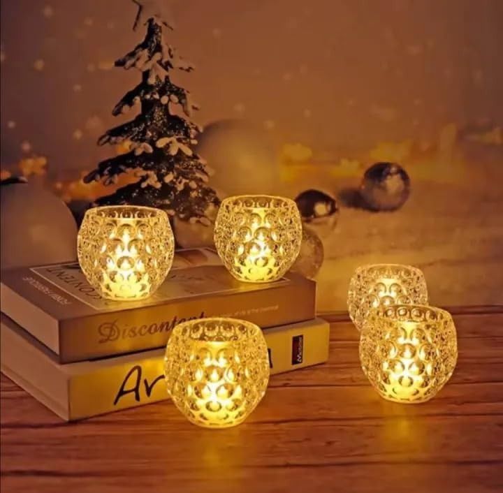 Amber Shine Crystal TeaLight Candle Holder for home and office decor Cell operated View Gallery - Pakistan