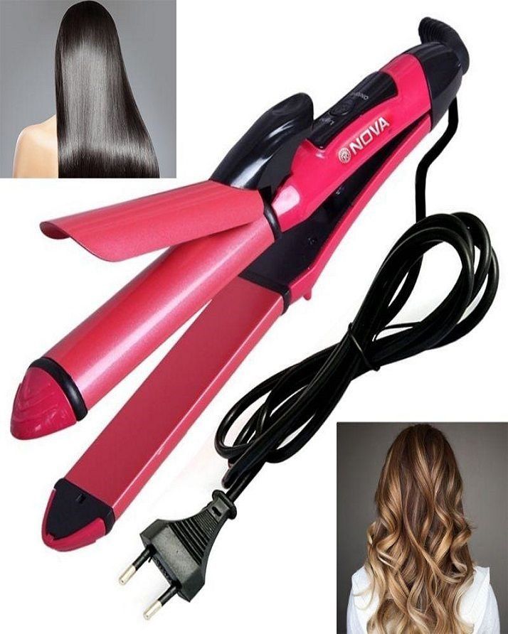 2 in 1 Nova Hair Straightener and Curler Hair Straightener + Curler Versatile Styling Tool for Straightening and Curling Hair View Gallery - Pakistan
