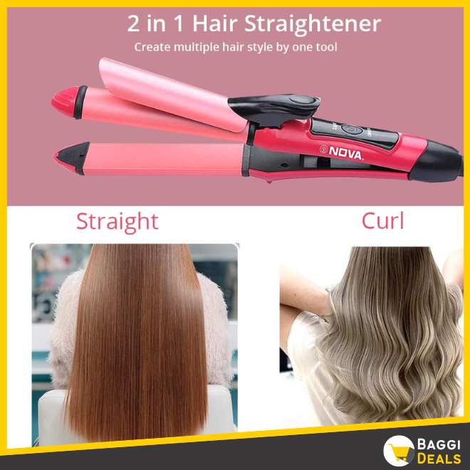 2 in 1 Nova Hair Straightener and Curler Hair Straightener + Curler Versatile Styling Tool for Straightening and Curling Hair View Gallery - Pakistan