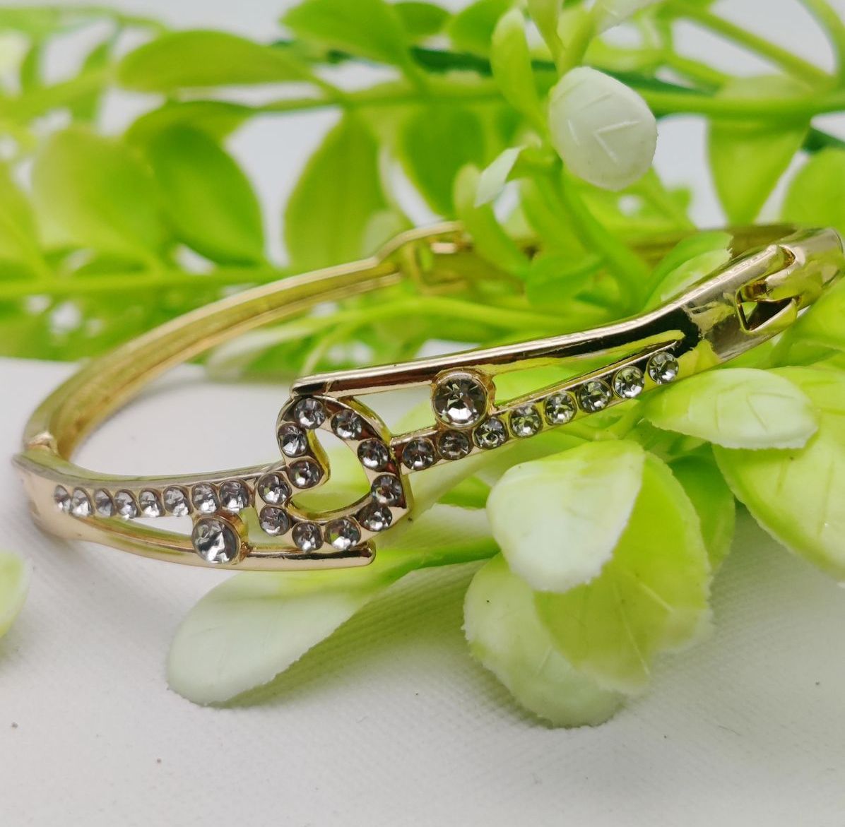 Adjustable Heart Charm Bracelet with Crystal Embellishments - Imported Elegance | Best Quality Artificial Bracelet For Girls &amp; Women | Bracelet For Every Occasion | Elegant Design View Gallery - Pakistan