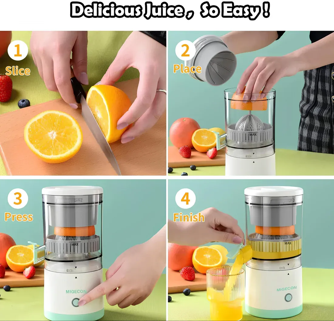 Portable Electric Citrus Juicer Hands-Free Rechargeable Orange Lemon Grapefruit Juicer Easy to Clean Juicer Machine | Orange, Lemon Juicer and Squeezer | Juice Extractor | Juice Blender View Gallery - Pakistan