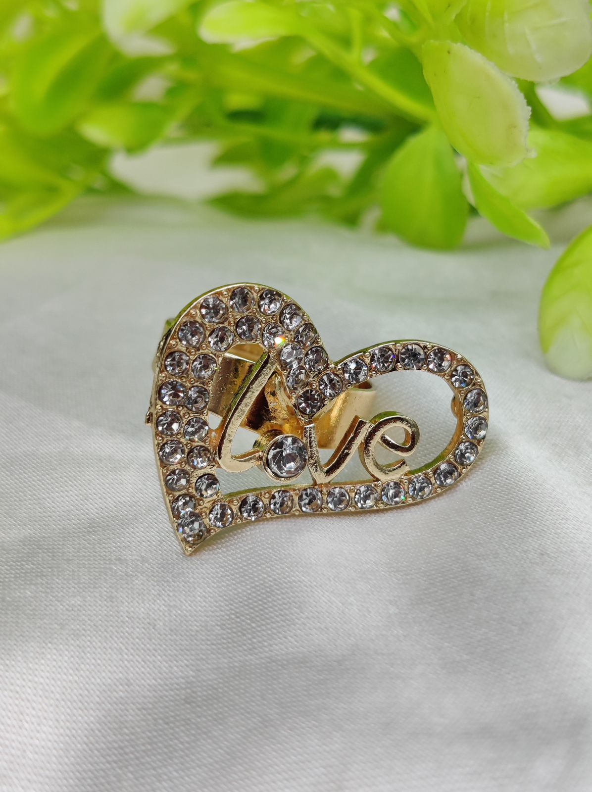 1 Piece Imported Radiant Love Heart Crystal Ring - Shimmer with Elegance | Luxurious Design Ring | Adjustable Ring | Ring For Girls &amp; Women View Gallery - Pakistan