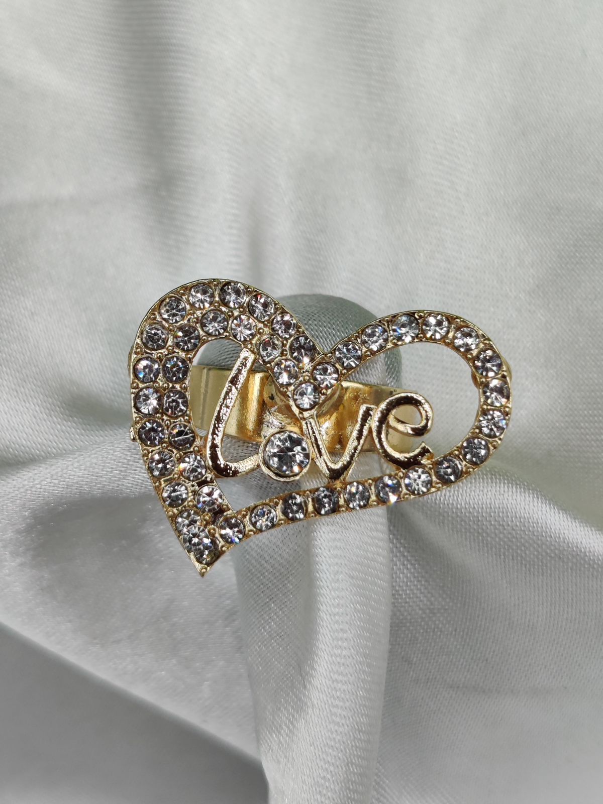 1 Piece Imported Radiant Love Heart Crystal Ring - Shimmer with Elegance | Luxurious Design Ring | Adjustable Ring | Ring For Girls &amp; Women View Gallery - Pakistan