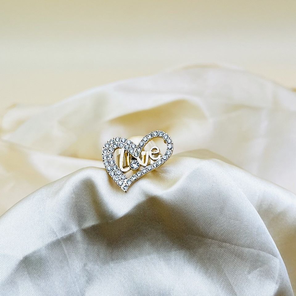 1 Piece Imported Radiant Love Heart Crystal Ring - Shimmer with Elegance | Luxurious Design Ring | Adjustable Ring | Ring For Girls &amp; Women View Gallery - Pakistan