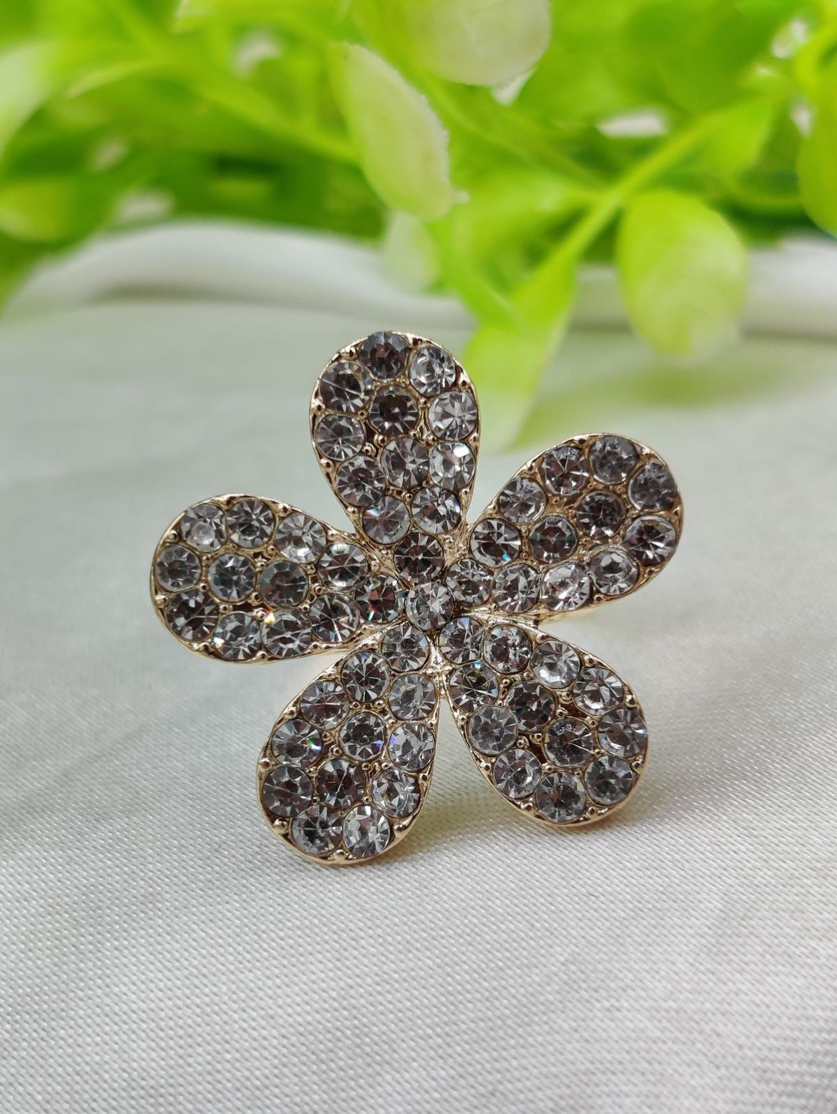 1 Piece Imported Sparkling Floral Crystal Ring – Radiant Elegance in Every Petal! | Luxurious Design Ring | Adjustable Ring | Ring For Girls &amp; Women View Gallery - Pakistan