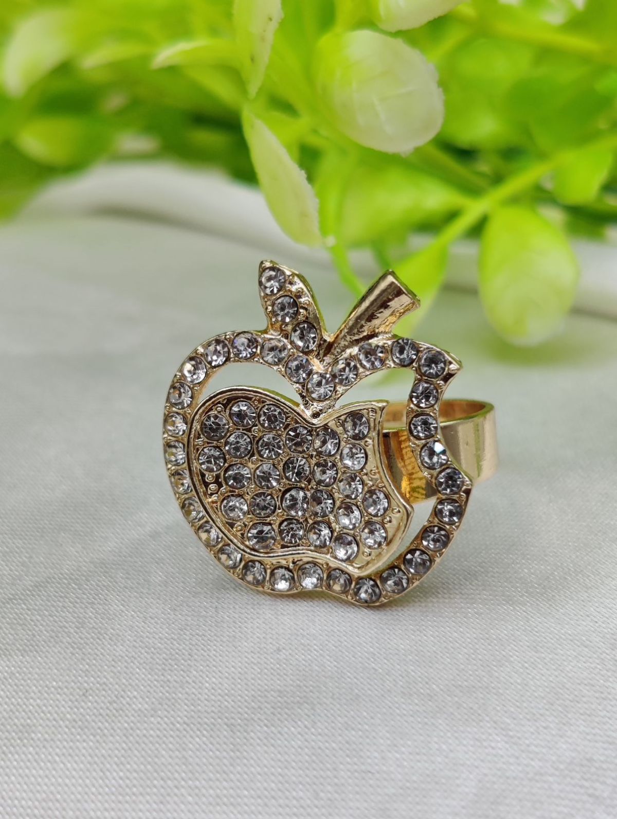 1 Piece Imported Glittering Crystal Apple Ring – Elegance Redefined ✨ | Luxurious Design Ring | Adjustable Ring | Ring For Girls &amp; Women View Gallery - Pakistan