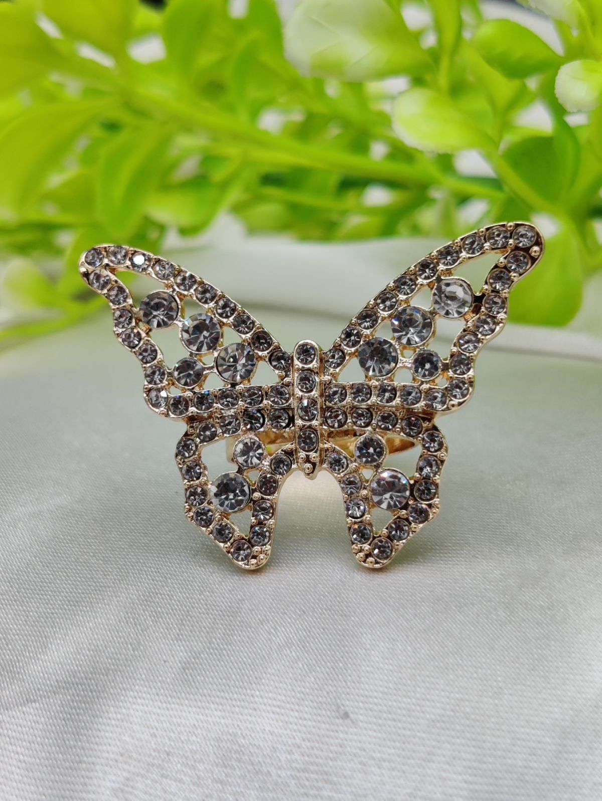 1 Piece Imported Dazzling Butterfly Crystal Ring - Embrace Elegance | Adjustable Ring | Beautiful Design For Every Occasion ✨ | Ring For Girls | Ring For Women View Gallery - Pakistan