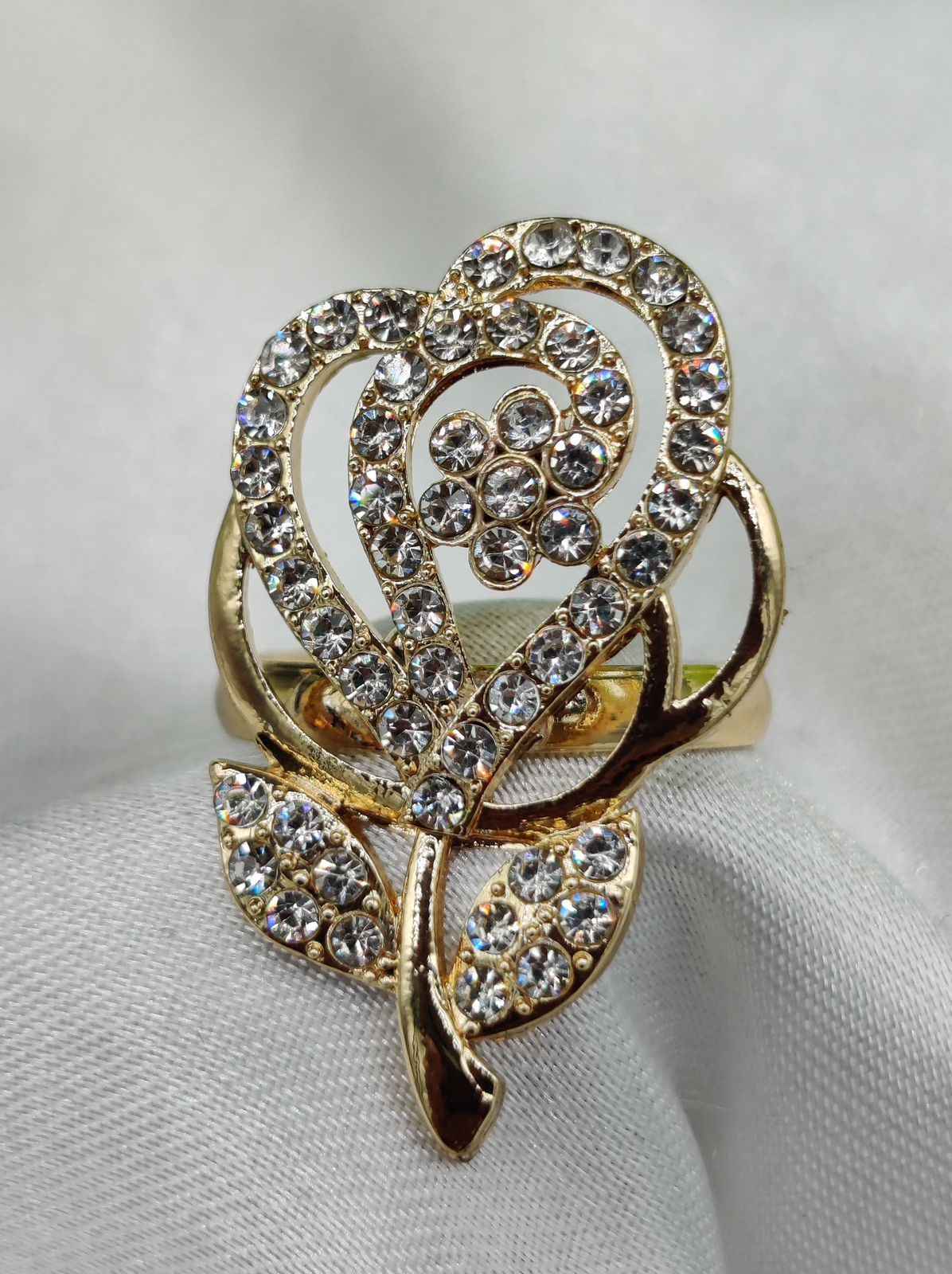 1 Piece Imported Sparkling Floral Elegance Adjustable Ring | Elegant Design Adjustable Ring For Girls &amp; Women View Gallery - Pakistan