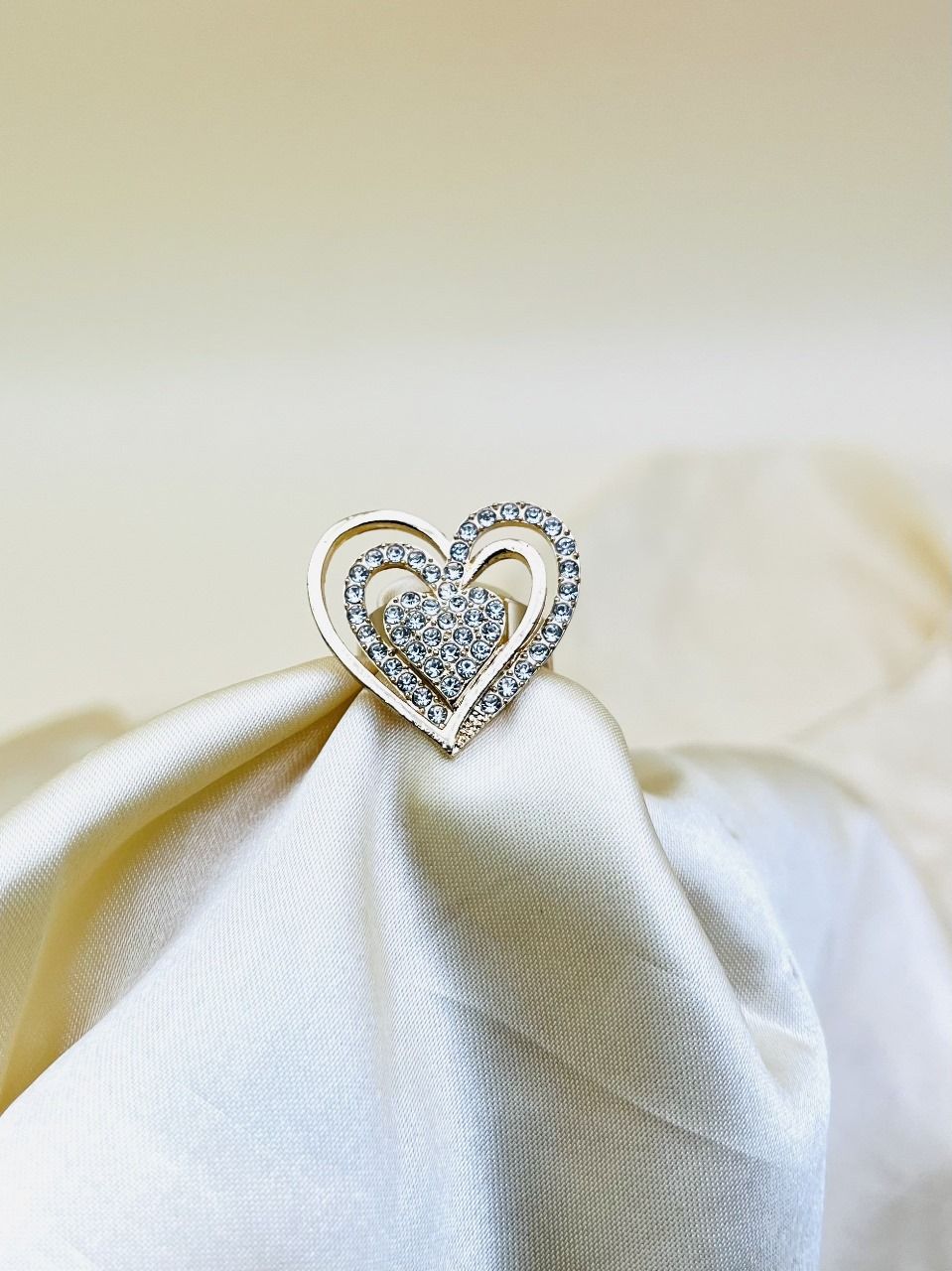 1 Piece Imported Radiant Double Heart Crystal Ring – A Love That Shines 💎❤️ | Best Quality Adjustable Ring | Ring For Girls &amp;amp; Women