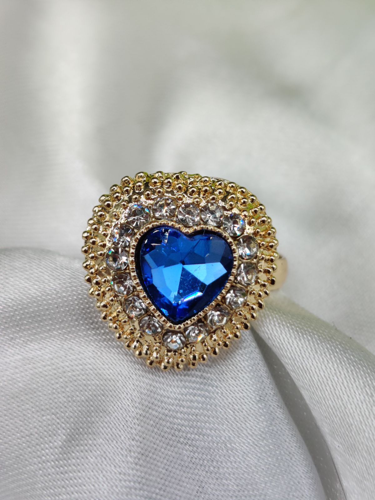 1 Piece Imported Heartfelt Elegance Blue Crystal Ring | Adjustable Ring – Timeless Charm 💙 | Best Quality Adjustable Ring For Girls &amp; Women View Gallery - Pakistan