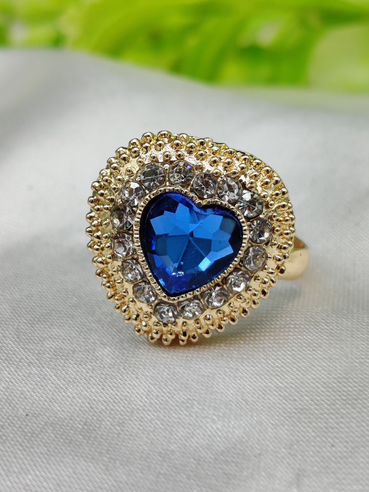 1 Piece Imported Heartfelt Elegance Blue Crystal Ring | Adjustable Ring – Timeless Charm 💙 | Best Quality Adjustable Ring For Girls &amp; Women View Gallery - Pakistan