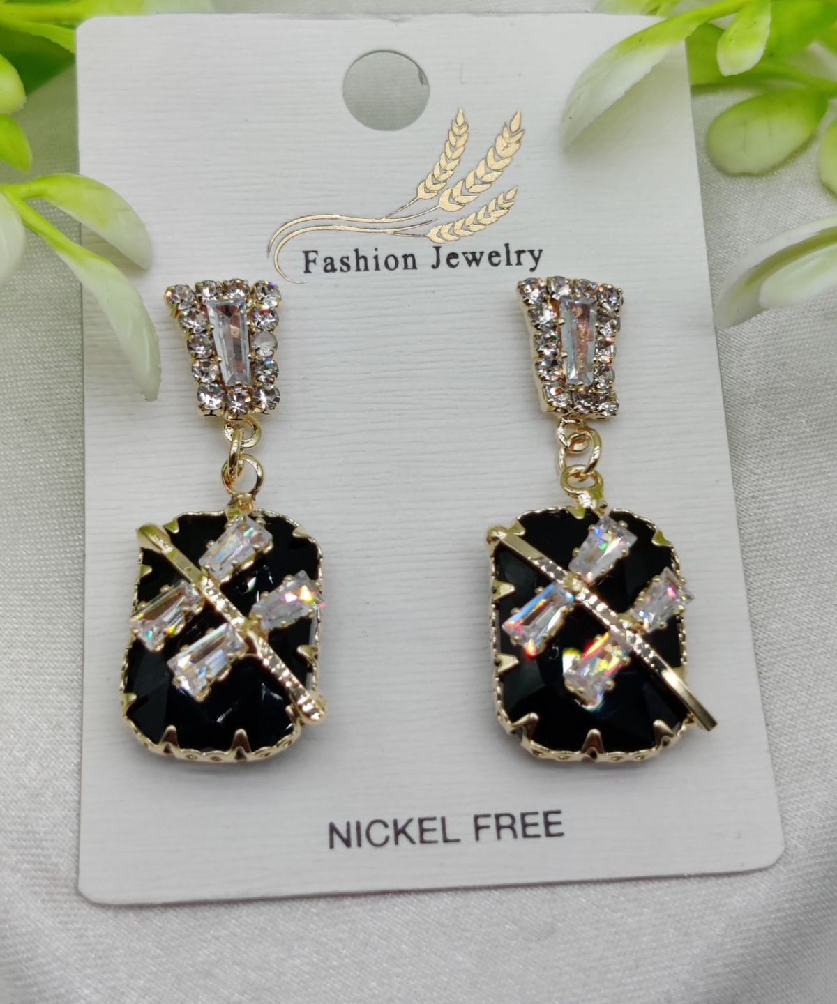 Imported Elegant Black Crystal Earrings with Sparkling Rhinestone Accents – Nickel-Free| Girls Earrings | Women Earrings | Jewellery View Gallery - Pakistan