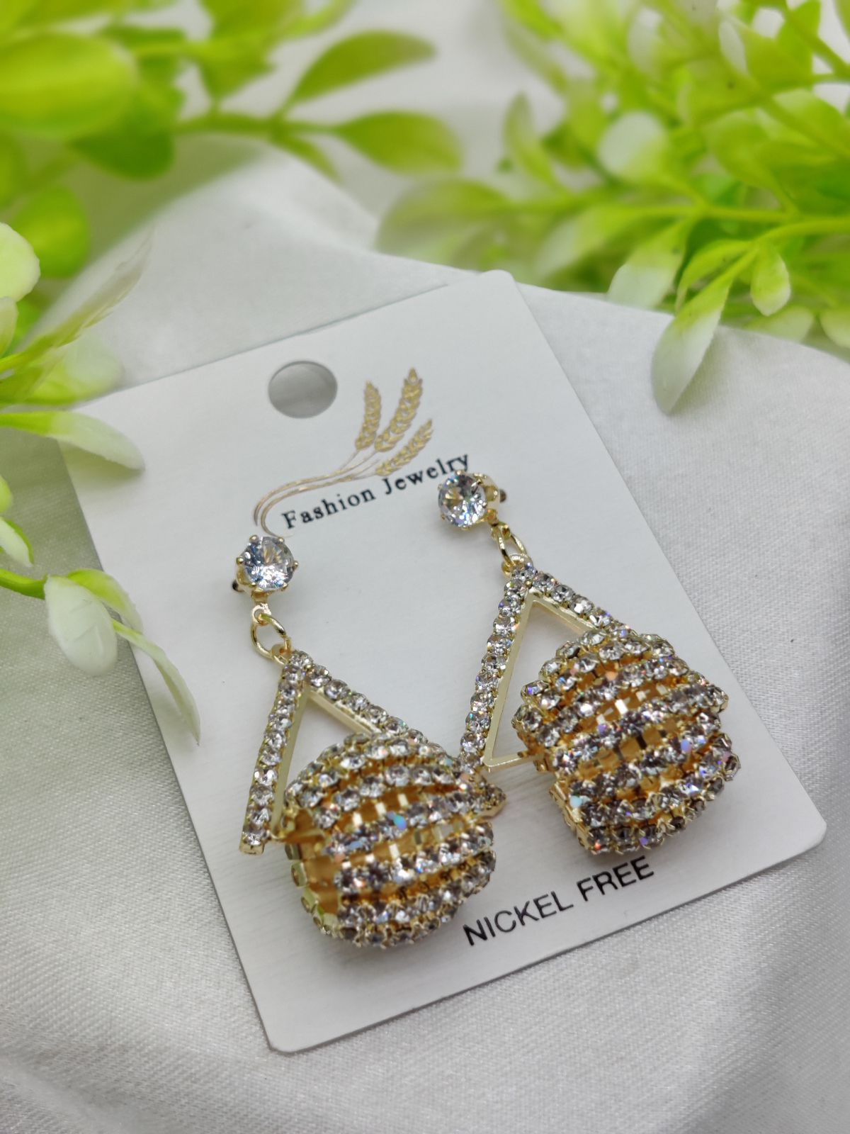 Imported Glamorous Triangle Drop Earrings with Rhinestone Accents | Girls Earrings | Women Earrings | Jewellery  View Gallery - Pakistan