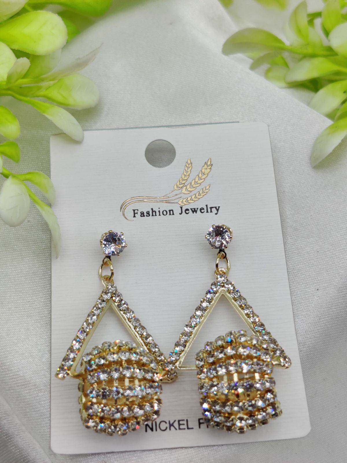 Imported Glamorous Triangle Drop Earrings with Rhinestone Accents | Girls Earrings | Women Earrings | Jewellery  View Gallery - Pakistan