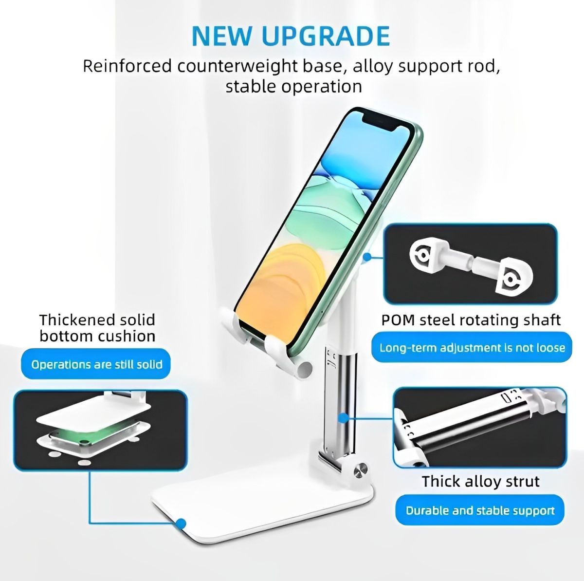Foldable &amp; Adjustable Mobile Phone and Tablet Stand | Flexible Desktop Mount &amp; Lazy Bracket Support for All Devices (Random Color) View Gallery - Pakistan