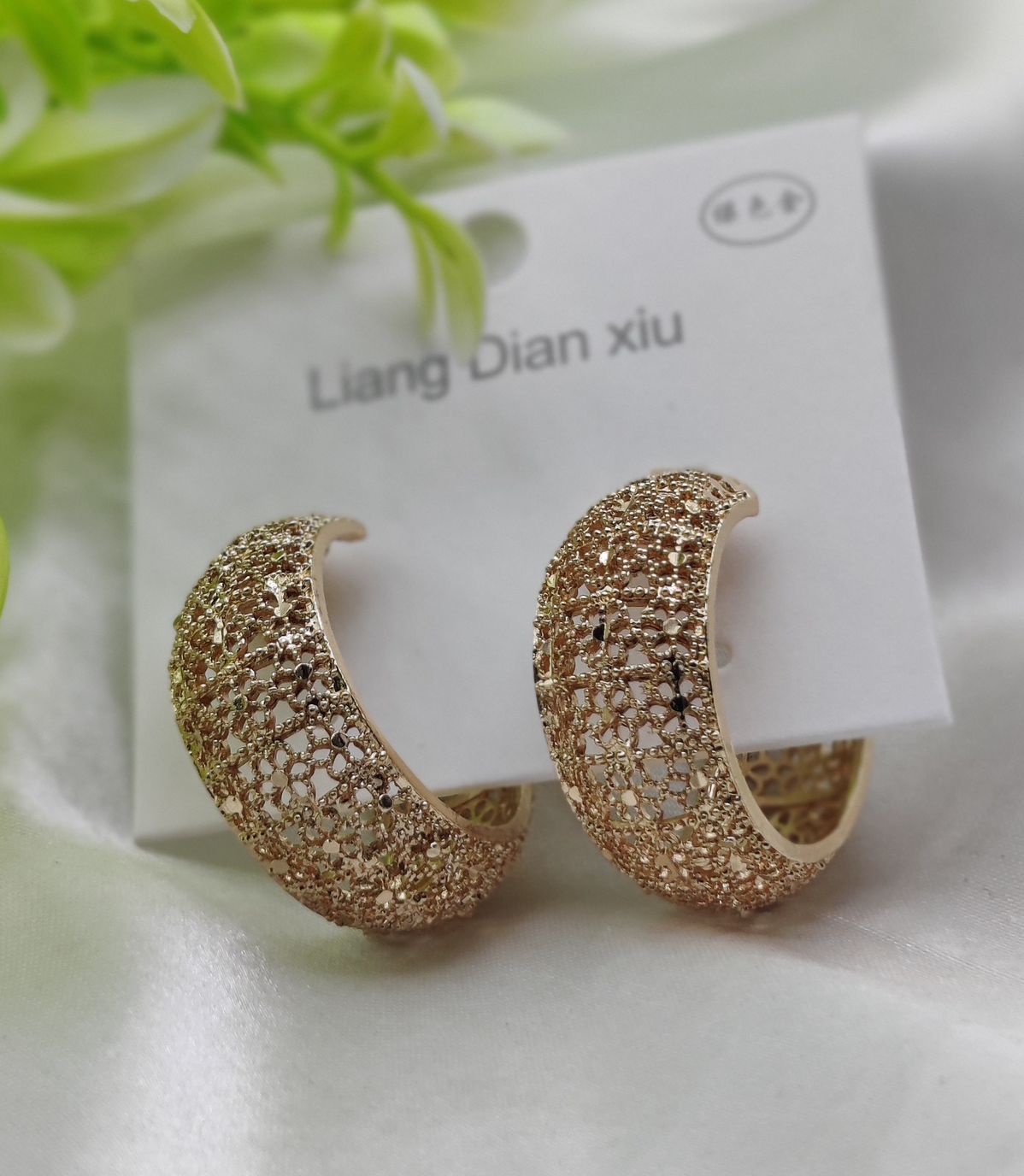 Imported Elegant Glitter Hoop Earrings - Statement Style Earrings - Luxurious Gold Finish | Best Quality Artificial Earrings For Girls &amp;amp; Women