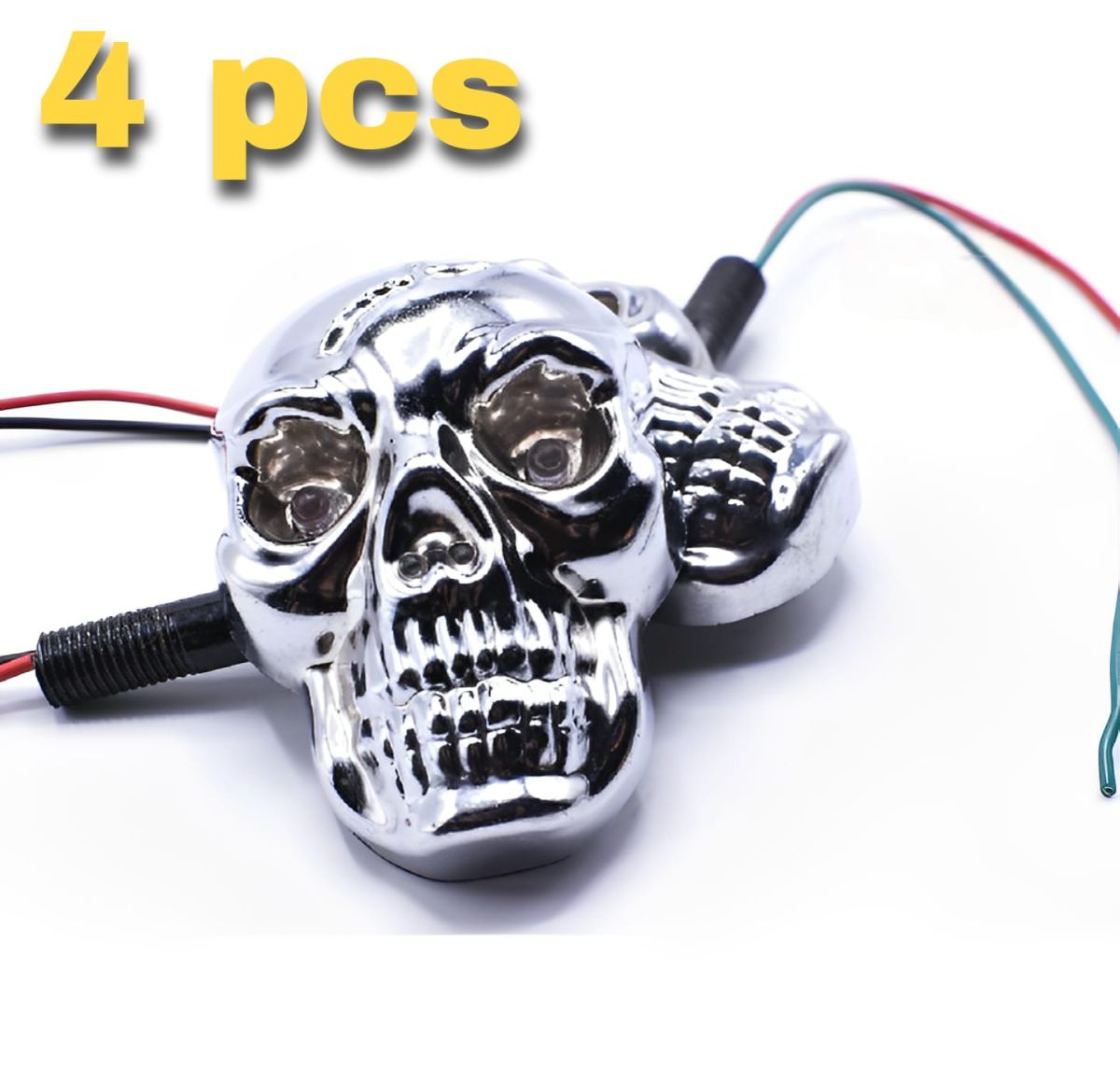 Universal Skull Head LED Turn Signal Indicators – Set of 2/4 for Motorcycles 125cc and 70cc all bikes View Gallery - Pakistan
