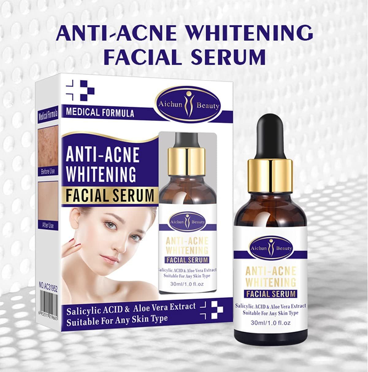 Aichun Beauty Anti - Acne Whitening Facial Serum Aloe Vera Extract Salicylic Acid Repairs Damaged Skin | 30ml View Gallery - Pakistan