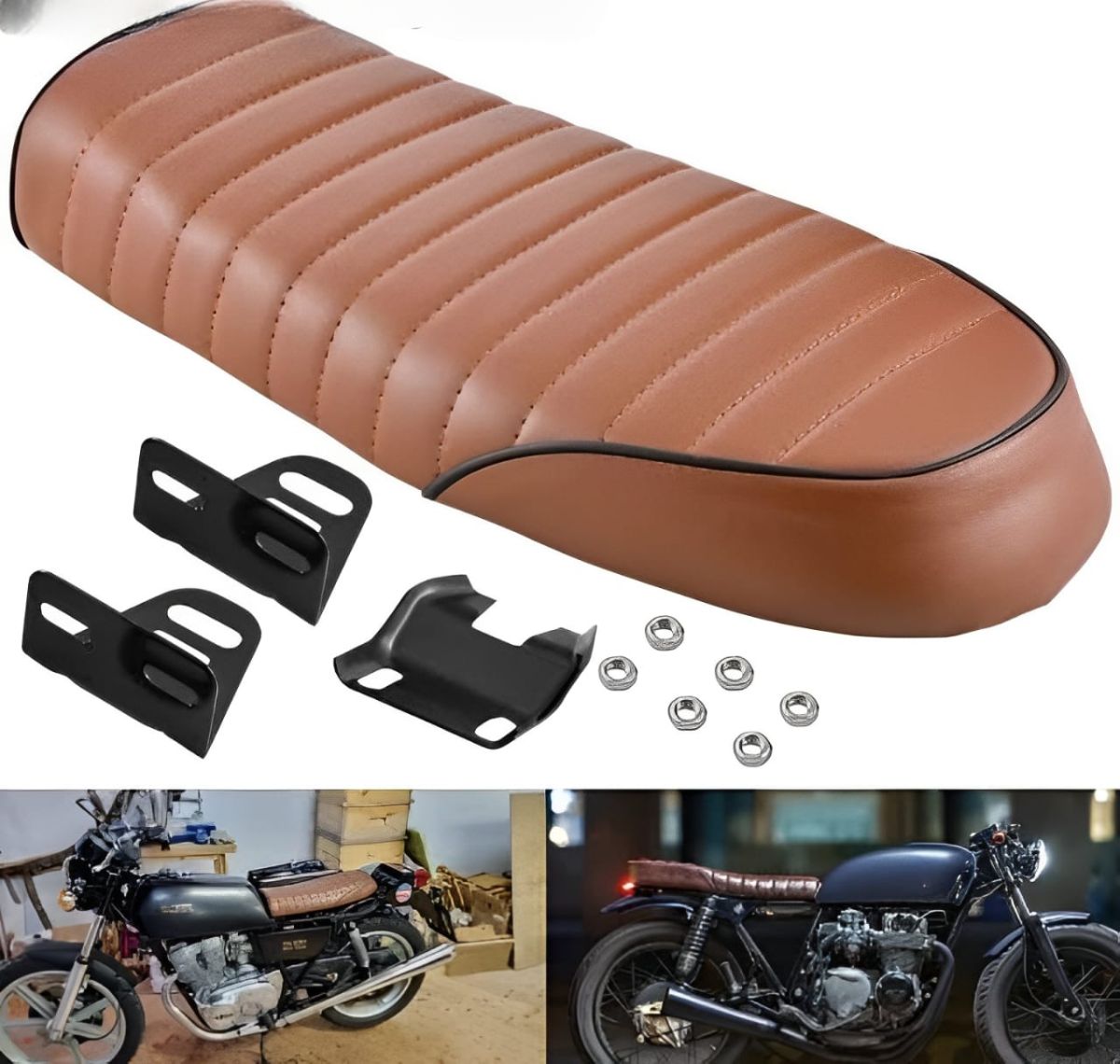 High-Quality Cafe Racer Bike Seat with Complete Fitting | Compatible with CD for  70, 125 Bikes