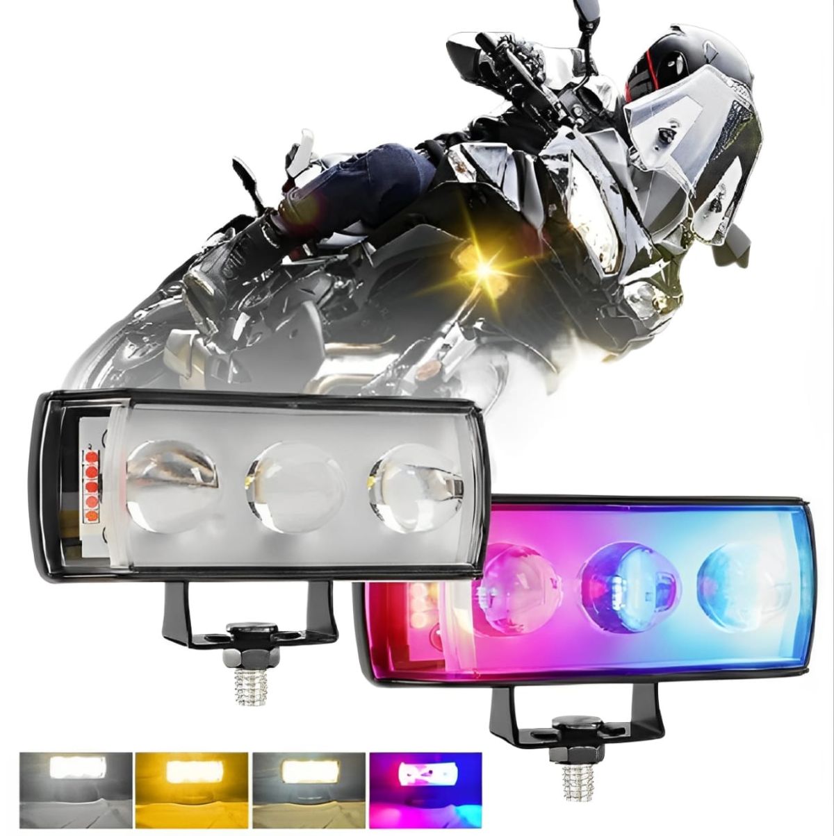 1 Pc Mini LED Driving Fog Light | 4-Color Auxiliary Spotlight for ATV, SUV, UTV (12-80V) – Hi/Low Beam