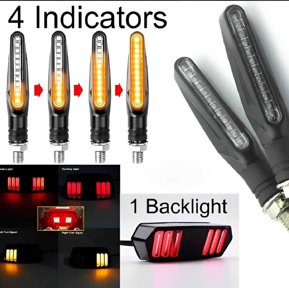 Set of 4 Fancy Indicators for All Bikes + Free Backlight | Compatible with CD 70, 125 View Gallery - Pakistan