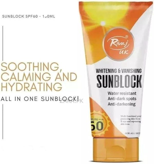 Rivaj Sunblock Whitening &amp; Vanishing SPF60 Ideal for all skin types 150ml View Gallery - Pakistan