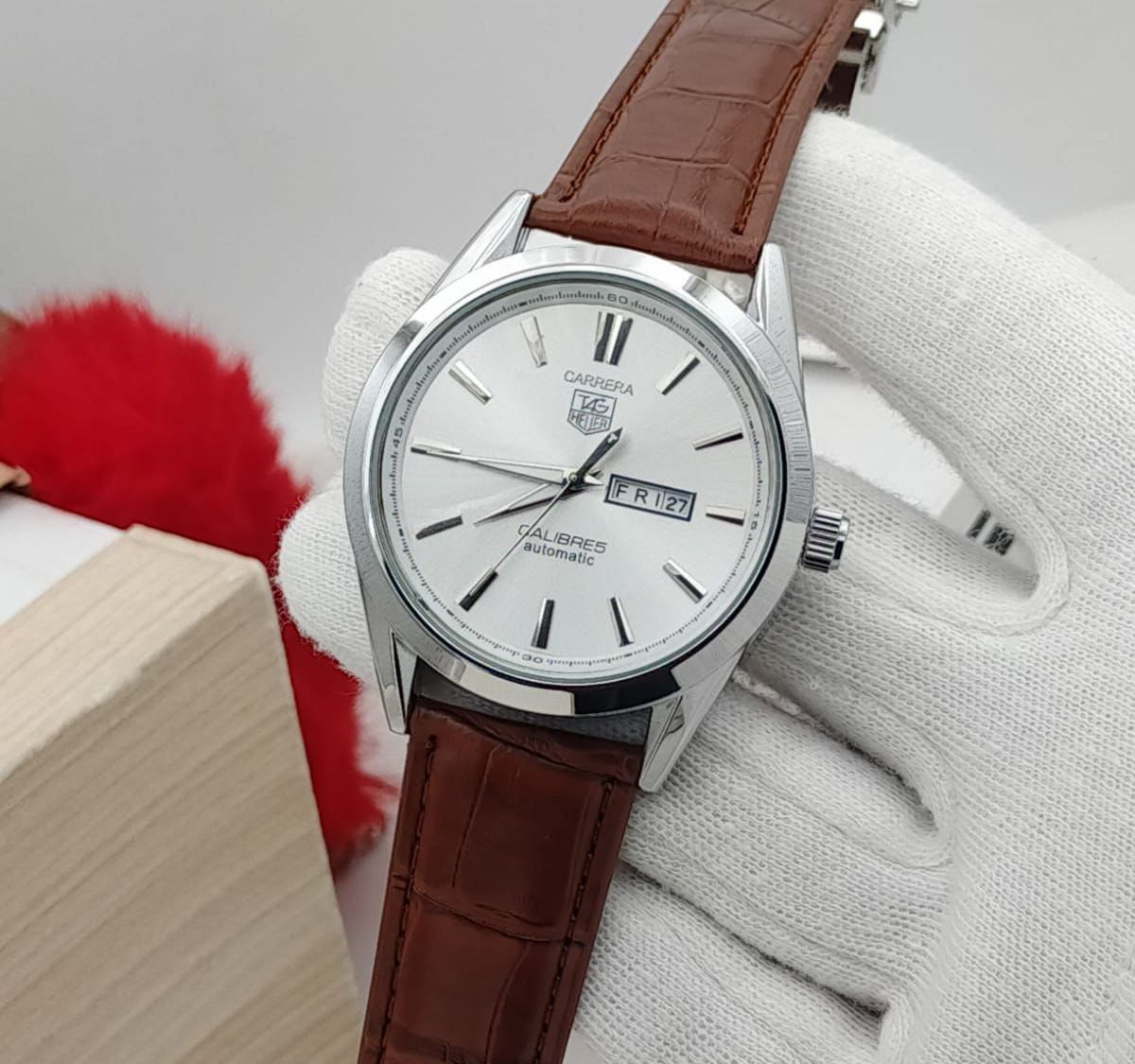 Carrera Calibre 5 - Luxury Swiss Watch With Leather Strap Mens Watch Wrist Watch | Best Quality Men Watch | Best Quality Analog Watch For Men - Without Box View Gallery - Pakistan