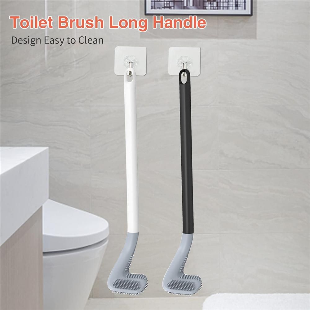 Golf Toilet Brush | Long Handle Silicone Toilet Brush, Flexible Silicone Rubber Toilet Brush cleaning Golf Style | Without Box (Random Color) View Gallery - Pakistan